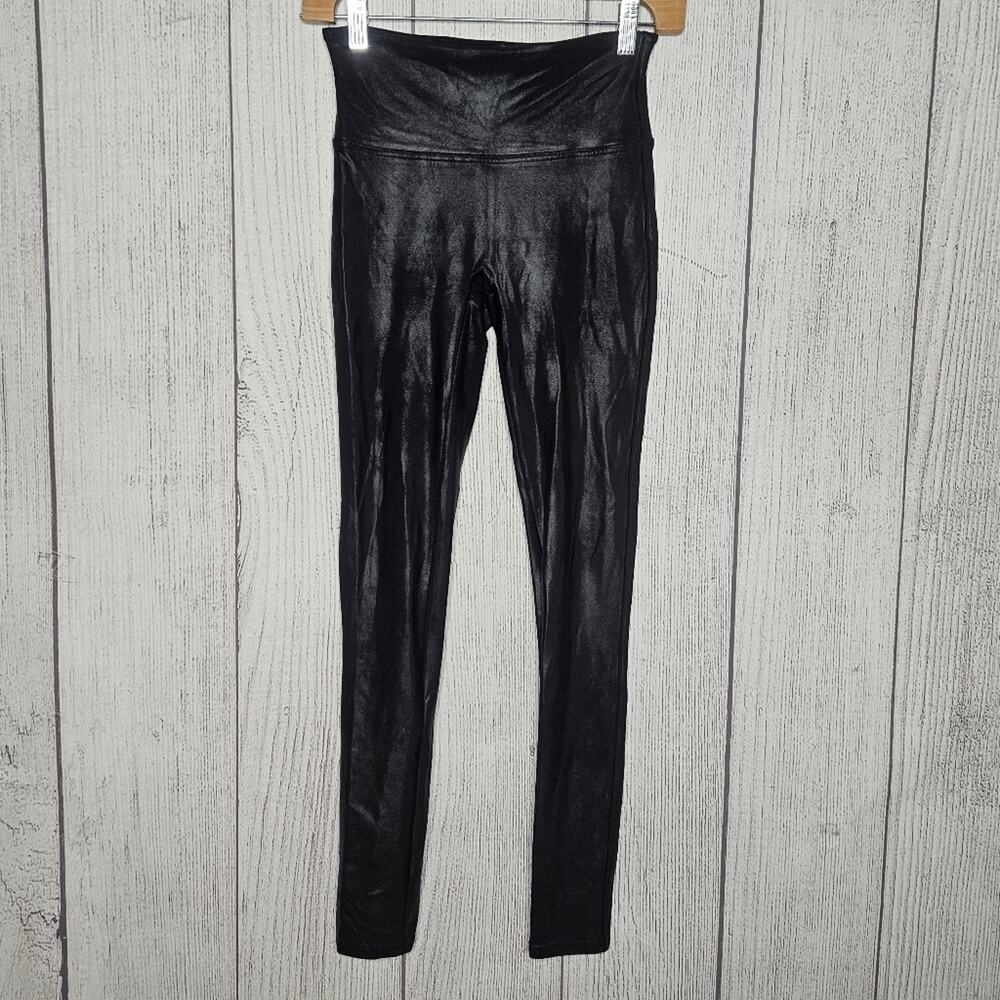 Spanx by Sara Blakely - Black Faux Leather Leggings, size Small